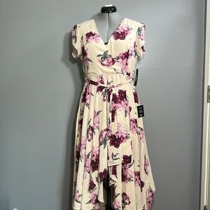 Lulu's Pink and Cream High Low Sundress with Flutter Sleeves